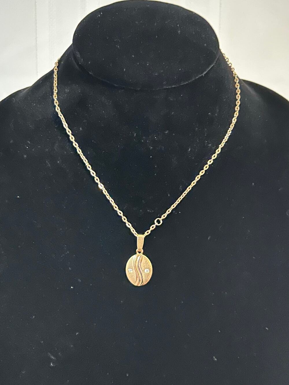 18K Gold Filled Diamond Pendant Necklace 18" MB Maker Mark Charm